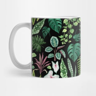 Watercolor Tropical Plants (black) Mug